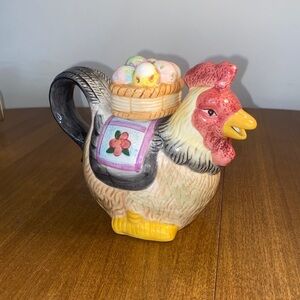 Vintage Ceramic Chicken Teapot With Easter Eggs
